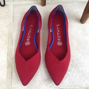 ROTHY’S Womens 'The Point' Chili Red Slip On Knit Flats Shoes 8